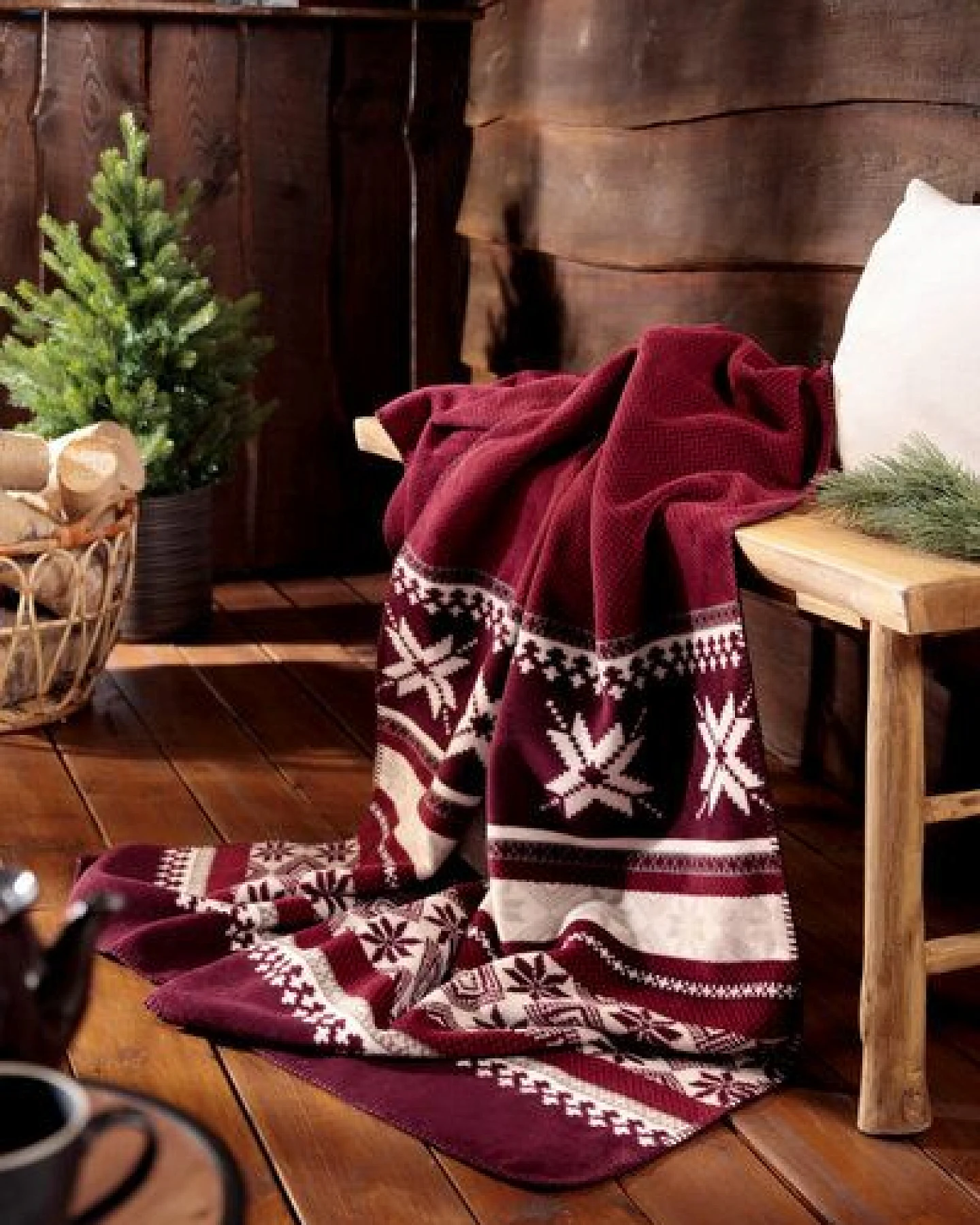 biederlack Wohndecke Serie Alp Chic "Nordic Knit", 80 % recycelte Fasern – Ansicht 2