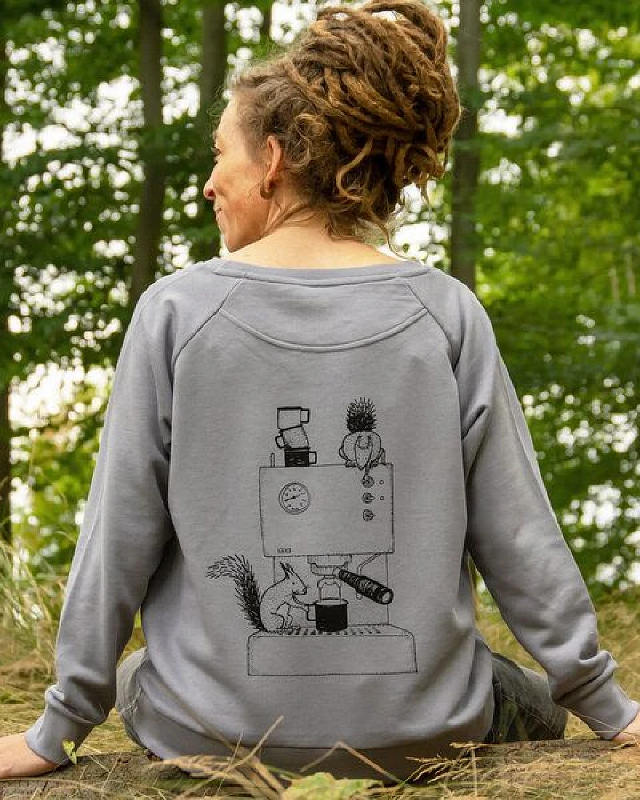 Cmig Kaffee Pullover Damen mit Eichhörnchen in lava grey