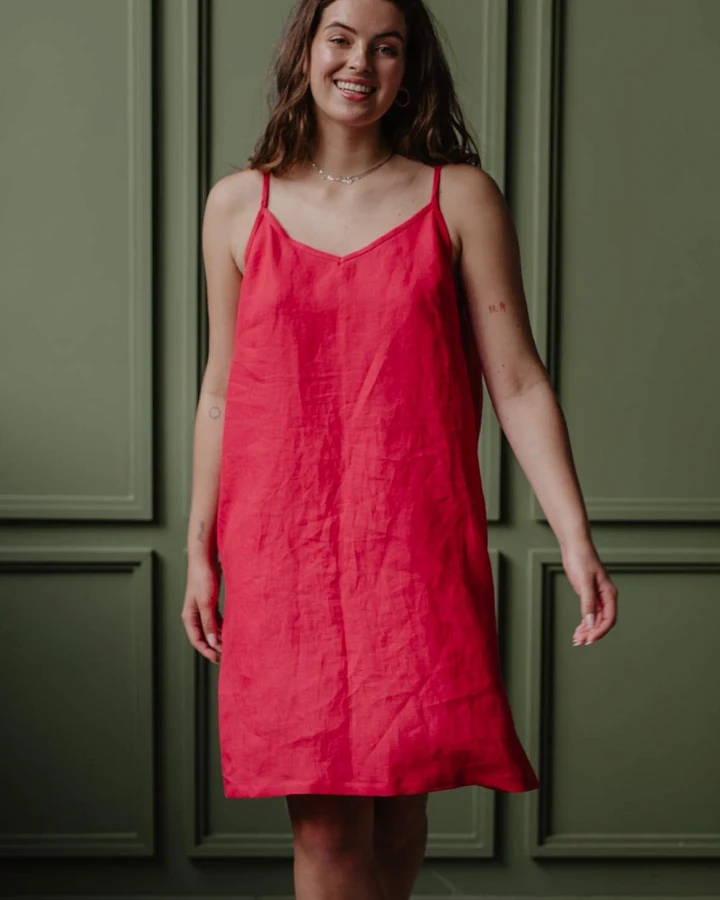 AmourLinen Damen vegan Slip Dress Zoe Viva Magenta