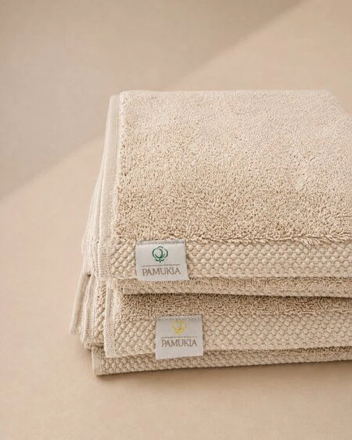 Badset in Beige für 2 Personen aus 100 % Bio-Baumwolle