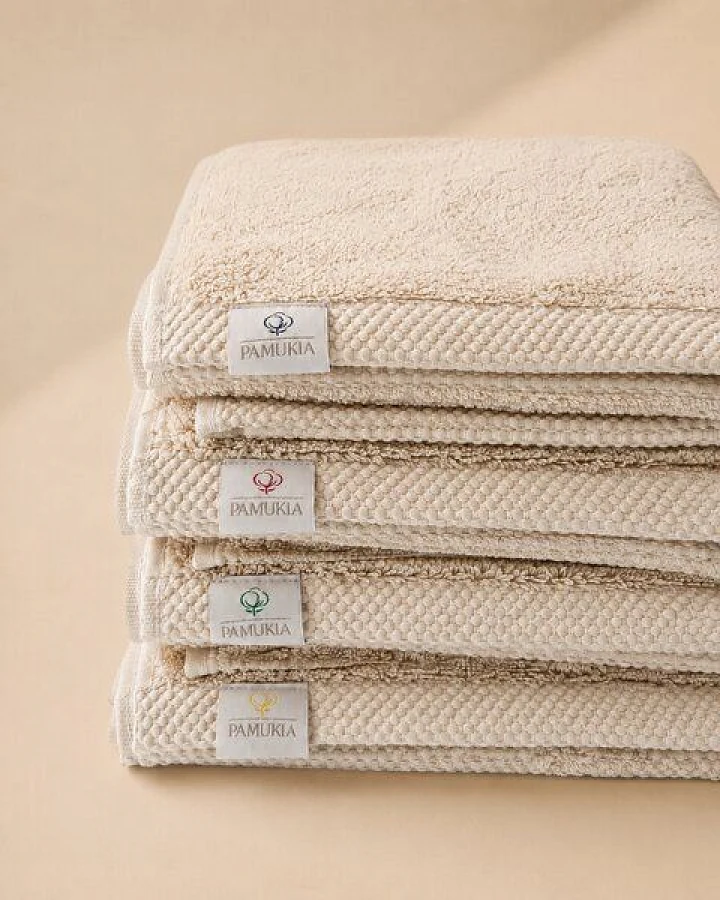 Familien-Badset in Beige für 4 Personen aus 100 % Bio-Baumwolle