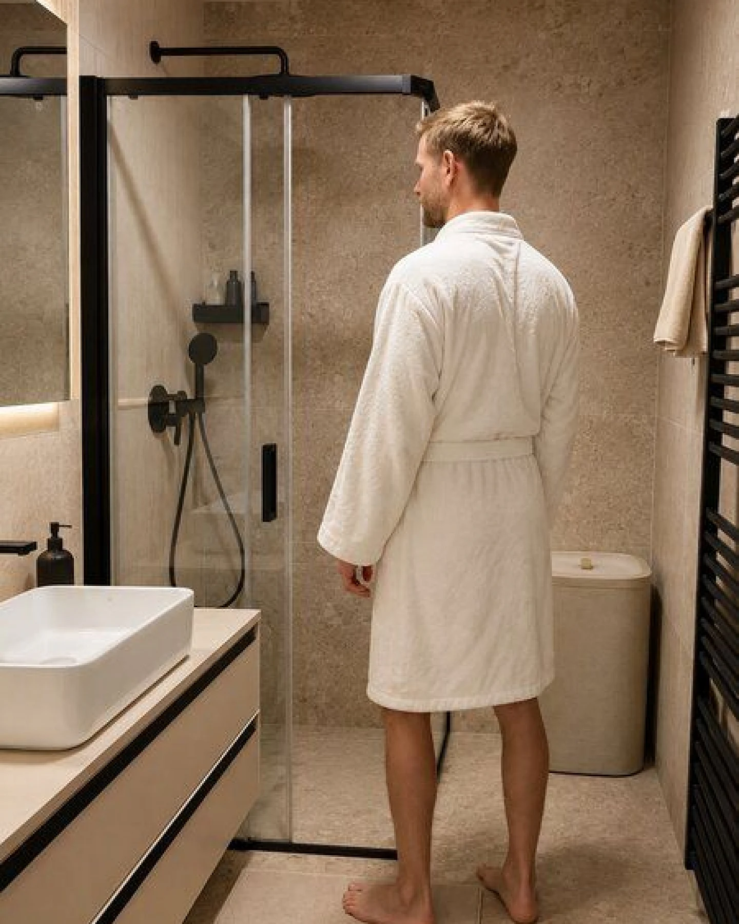 Pamukia Premium-Frottee-Bademantel aus GOTS-zertifizierter Bio-Baumwolle – Unisex – Ansicht 3