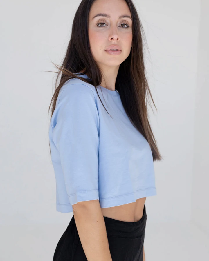 Marenika Damen vegan Crop Top Elisa Hellblau