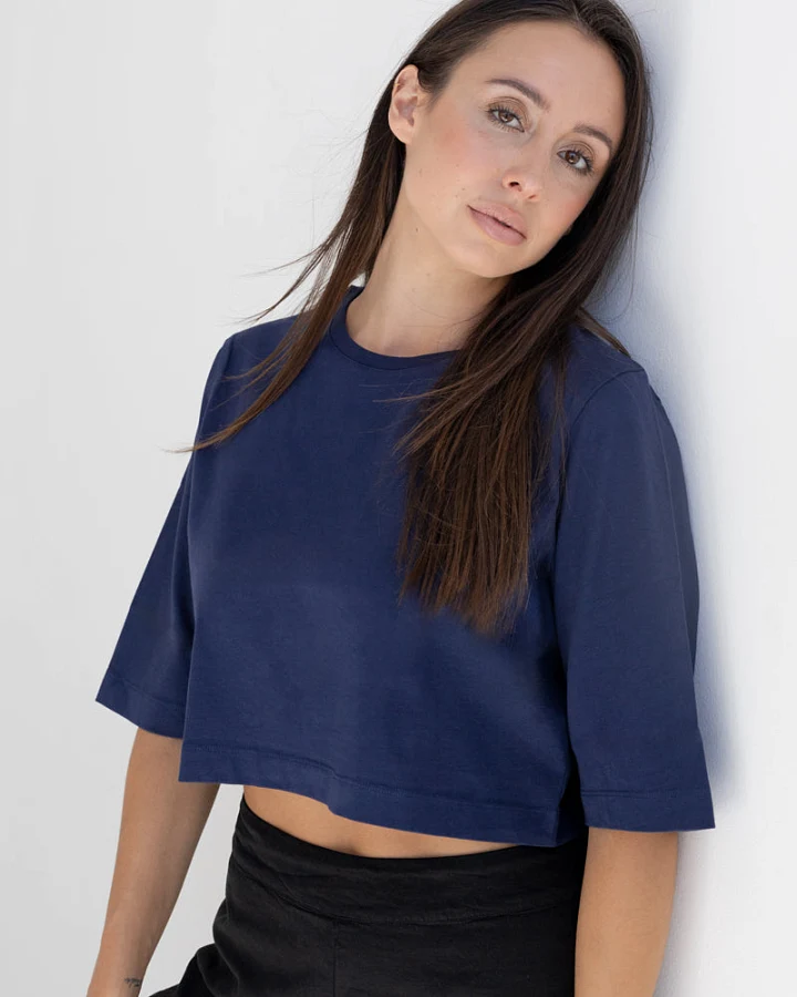 Marenika Damen vegan Crop Top Elisa Navy