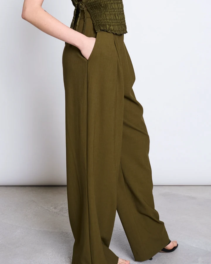 JAN 'N JUNE Damen vegan Weite Plisseehose Niva Rosemary