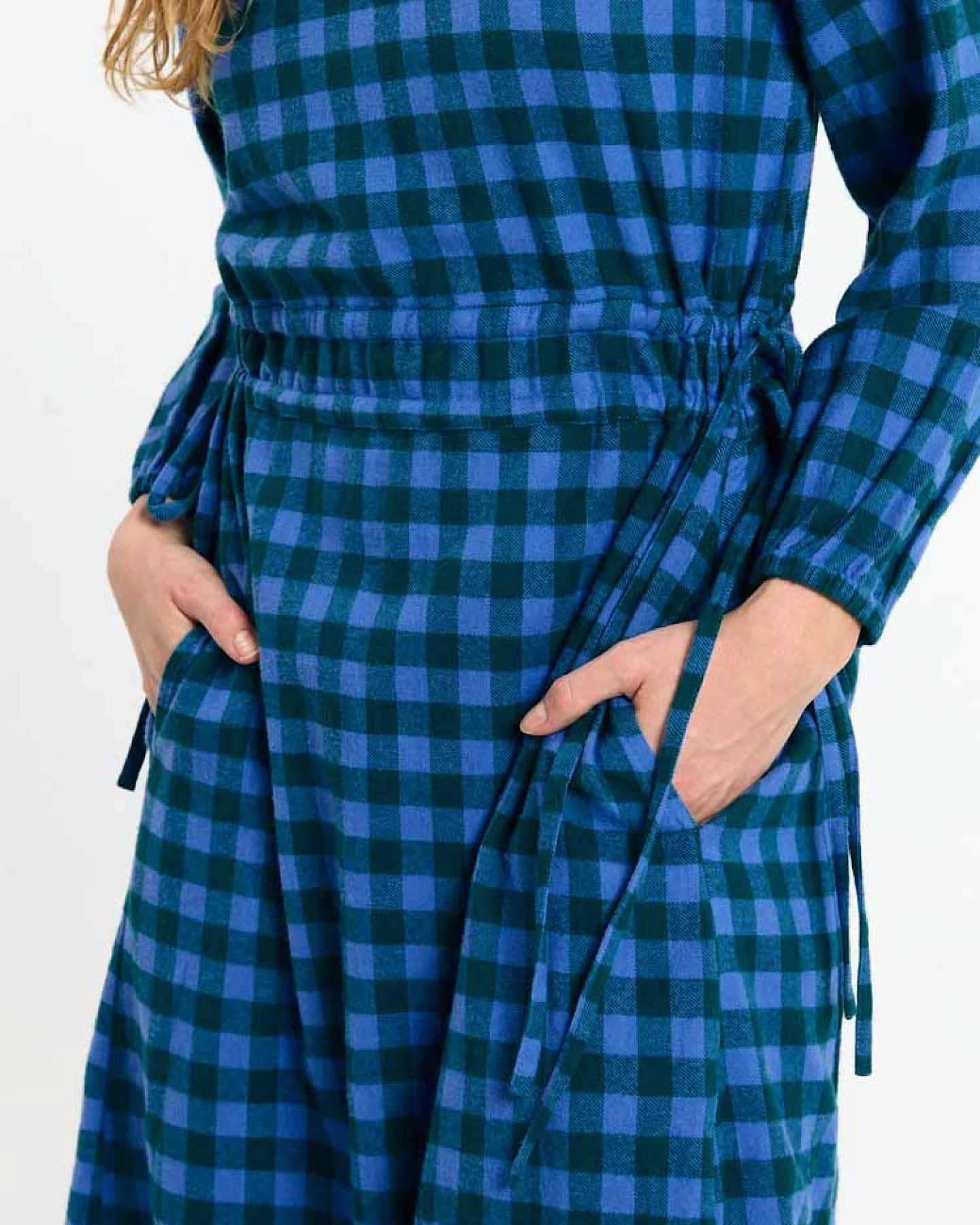 SUITE13LAB Damen vegan Kleid Ota Check Blue – Ansicht 2