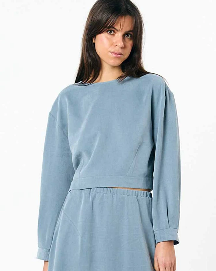 SUITE13LAB Damen vegan Bluse Sintra Blaugrau