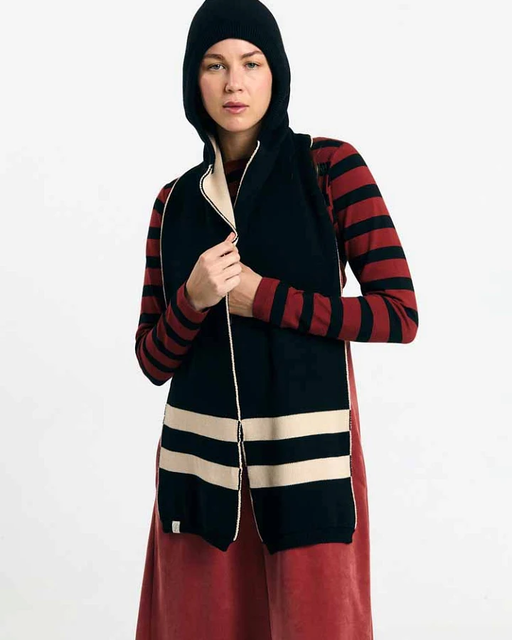 SUITE13LAB Damen vegan Hoodscarf Semide Schwarz