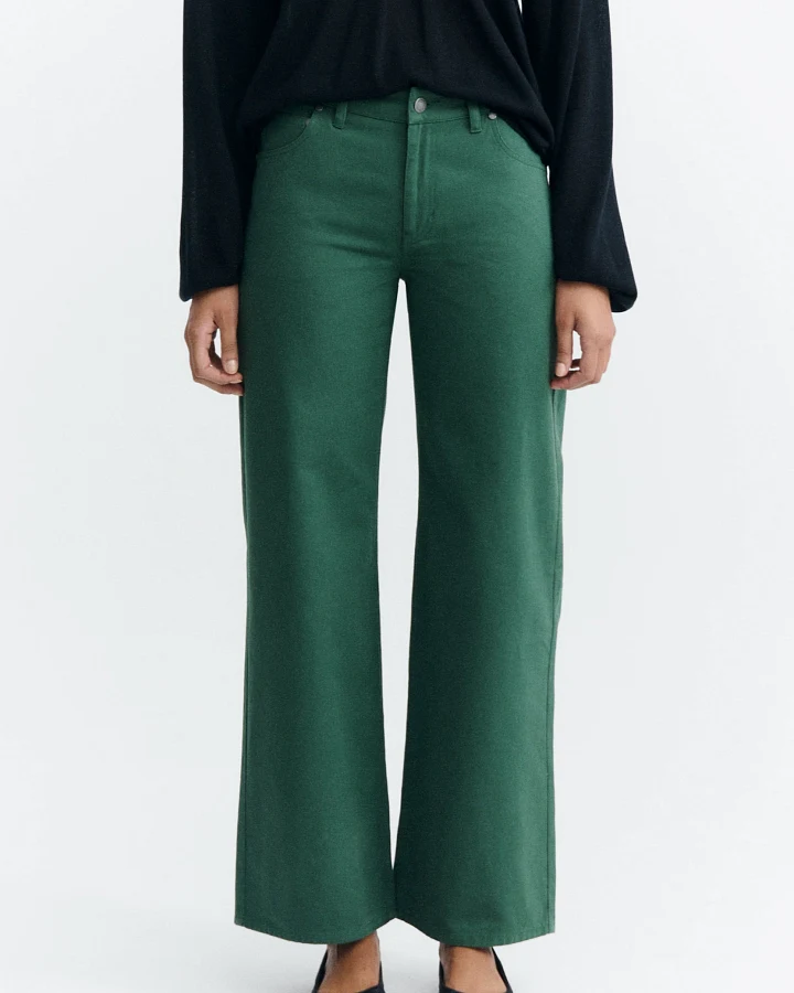 Thinking MU Damen vegan Hose Mit Niedrigem Bund Kettan Grün