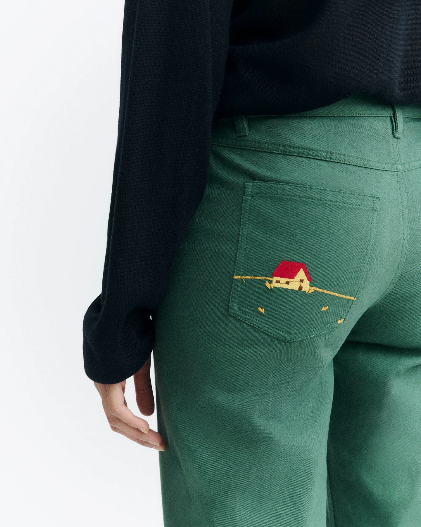 Thinking MU Damen vegan Hose Mit Niedrigem Bund Kettan Grün – Ansicht 2