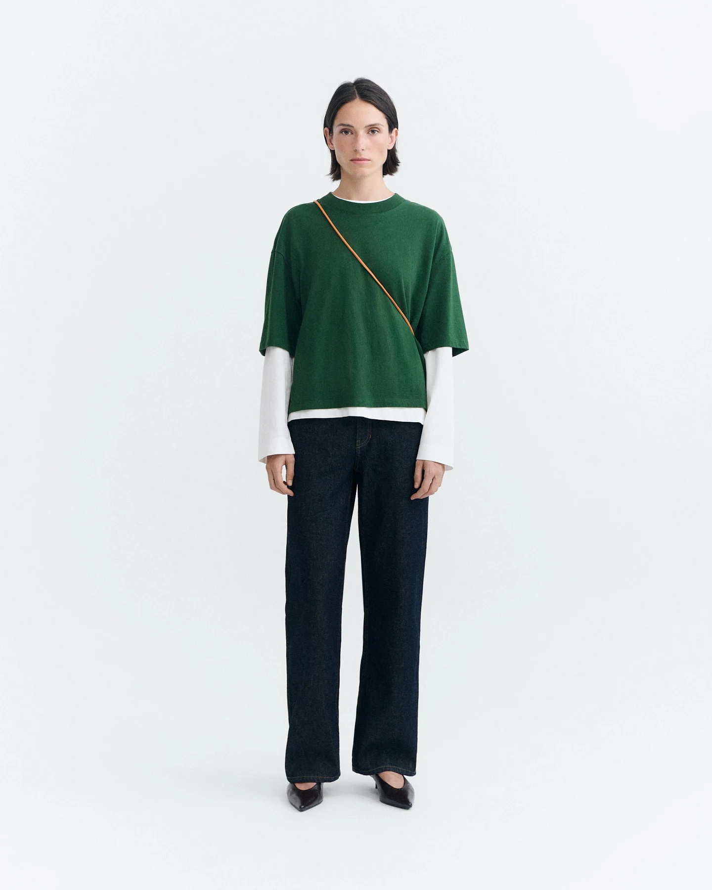 Thinking MU Damen vegan T-Shirt Lena Oversize Dunkelgrün – Ansicht 2