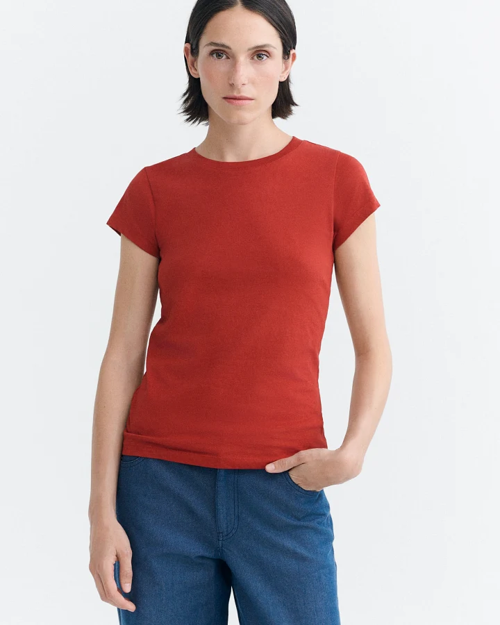 Thinking MU Damen vegan T-Shirt Mirna Schlanke Passform Rot