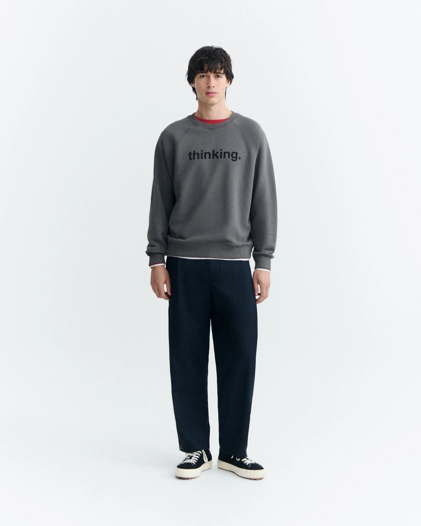 Thinking MU Herren vegan Sweatshirt Thinking Pepe In Grau – Ansicht 2