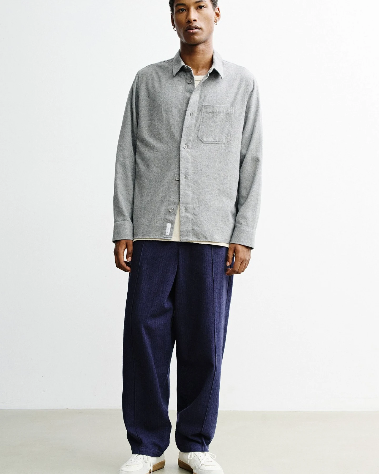 Hemd Flannel Casual Hellgrau – Ansicht 2