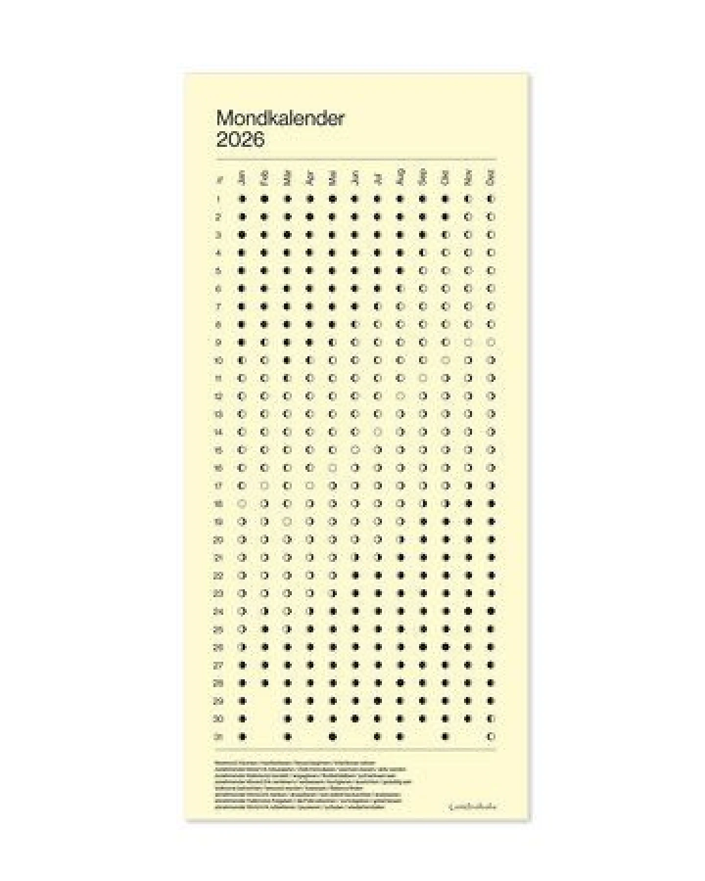 Candrakala Wandkalender Mondphasen 2026 – Ansicht 2
