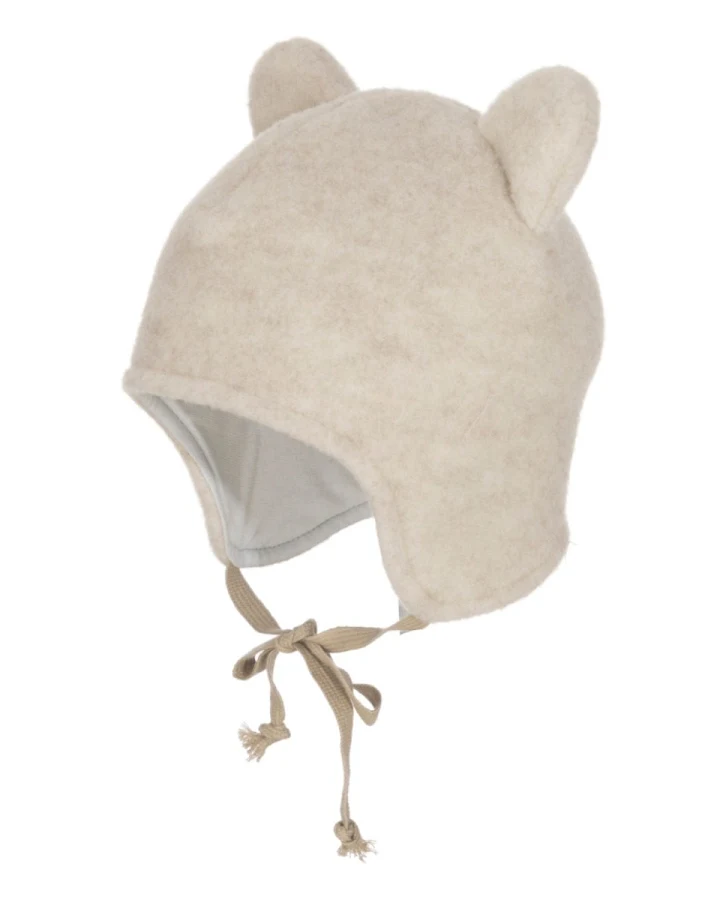 Pickapooh Baby und Kinder Mütze mit Öhrchen Bio-Merinowolle Fleece melange-natur Gr.52