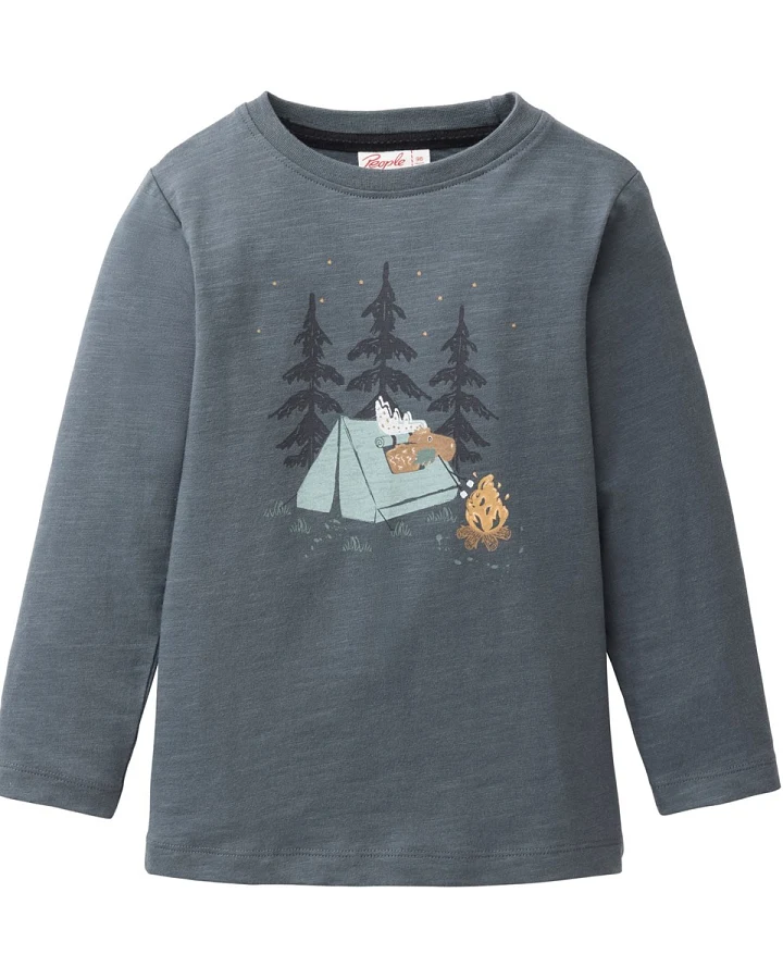 People Wear Organic Langarm-Shirt schieferblau 110/116