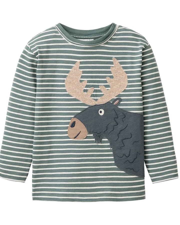 People Wear Organic Langarm-Shirt eukalyptus geringelt 110/116