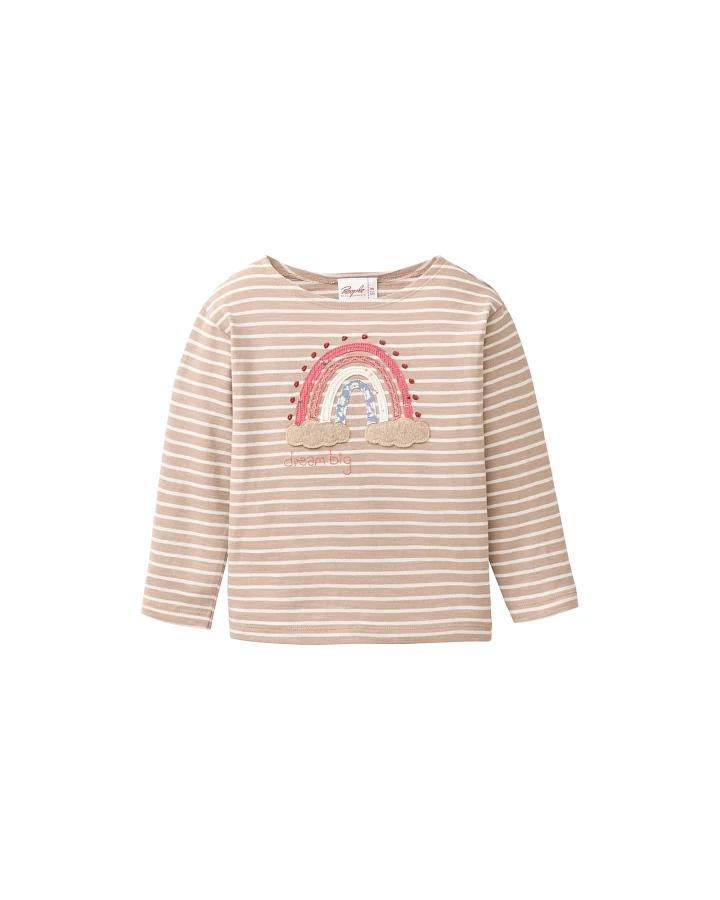 People Wear Organic Langarm-Shirt taupe geringelt 110/116