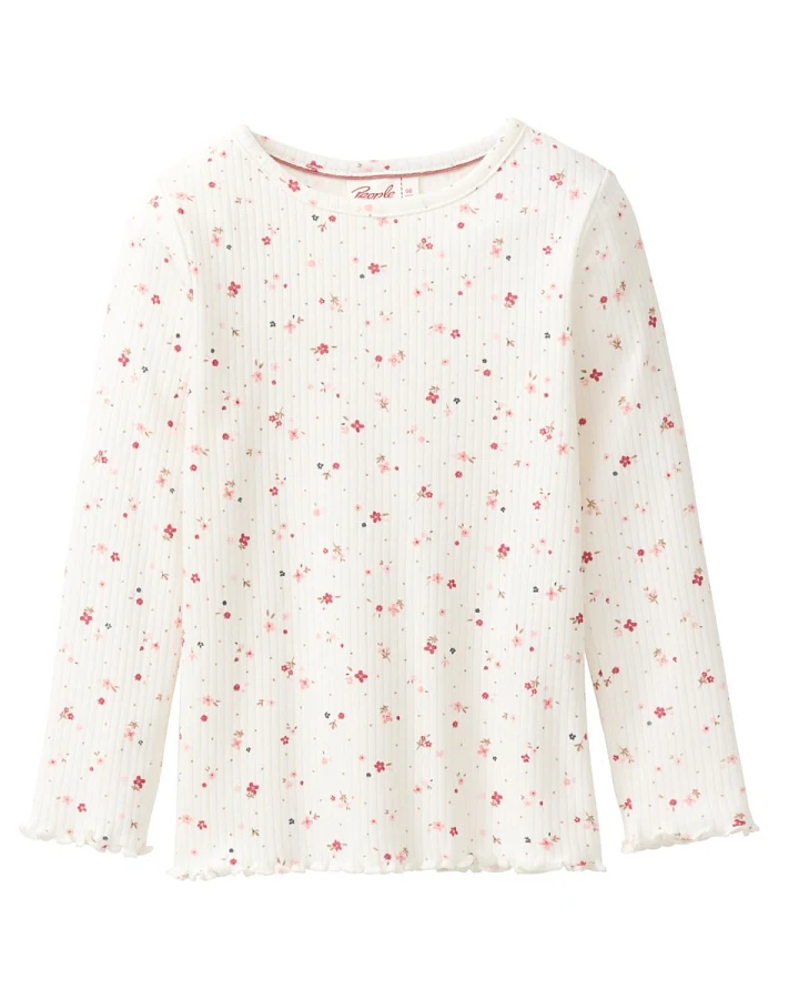 People Wear Organic Langarm-Shirt kleine Blümchen weiß 98/104