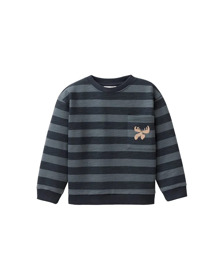 People Wear Organic Sweat-Pullover Blockstreifen dunkelblau 110/116