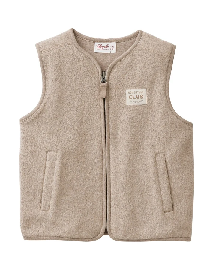 People Wear Organic Fleece-Weste dunkelsand mélange 98/104
