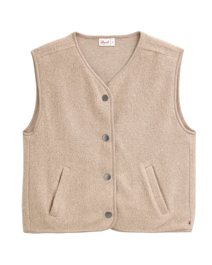 People Wear Organic Fleece-Weste dunkelsand mélange S
