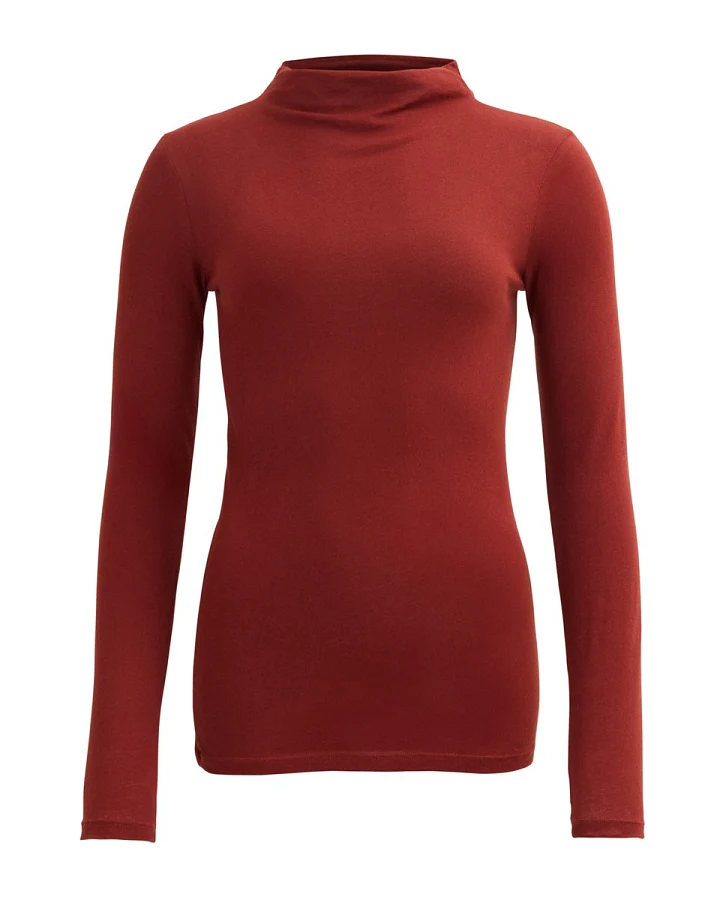 People Wear Organic Langarm-Shirt Rollkragen terrakotta XS
