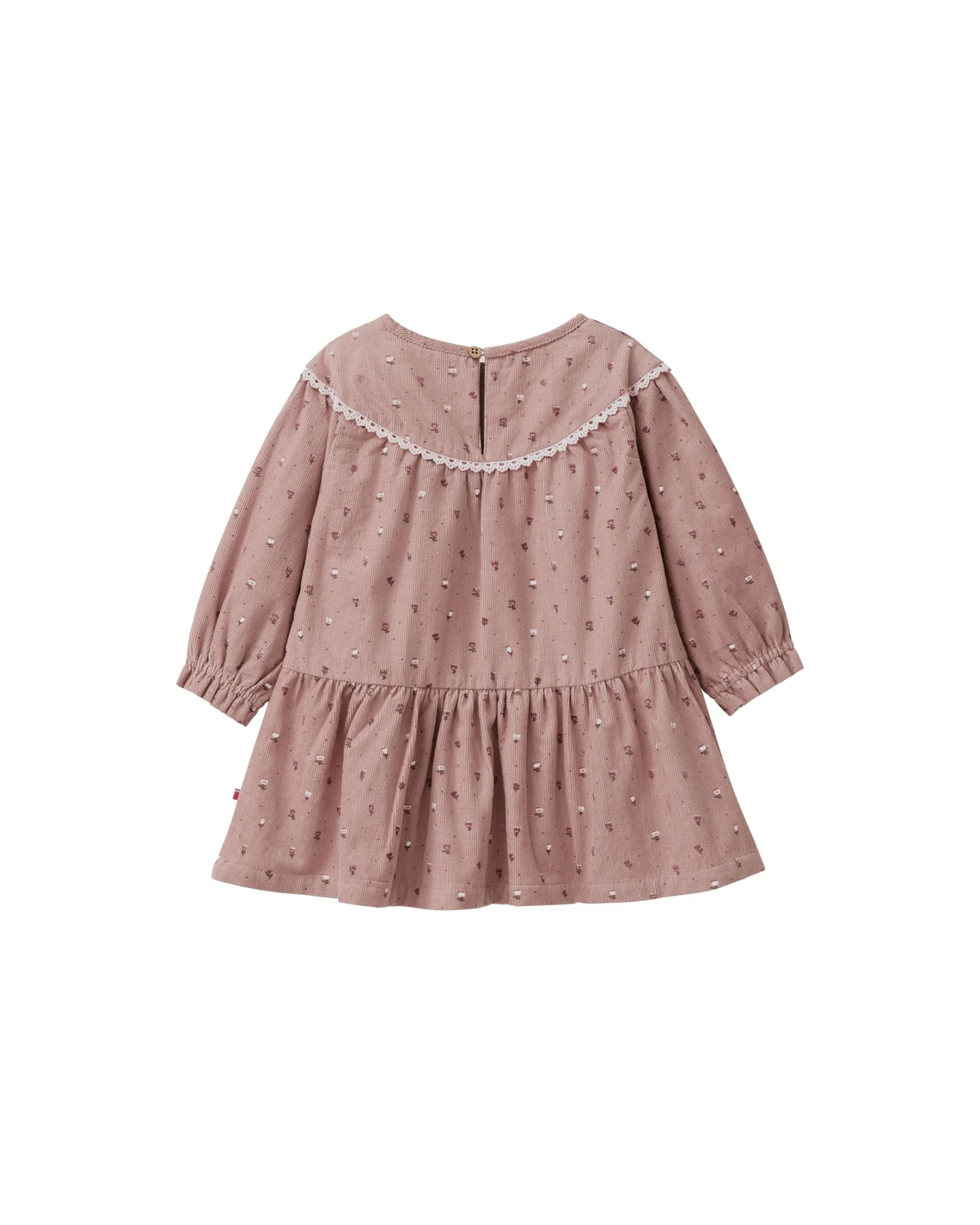 People Wear Organic Feinkord-Kleid Blümchen altrosa 86/92 – Ansicht 2