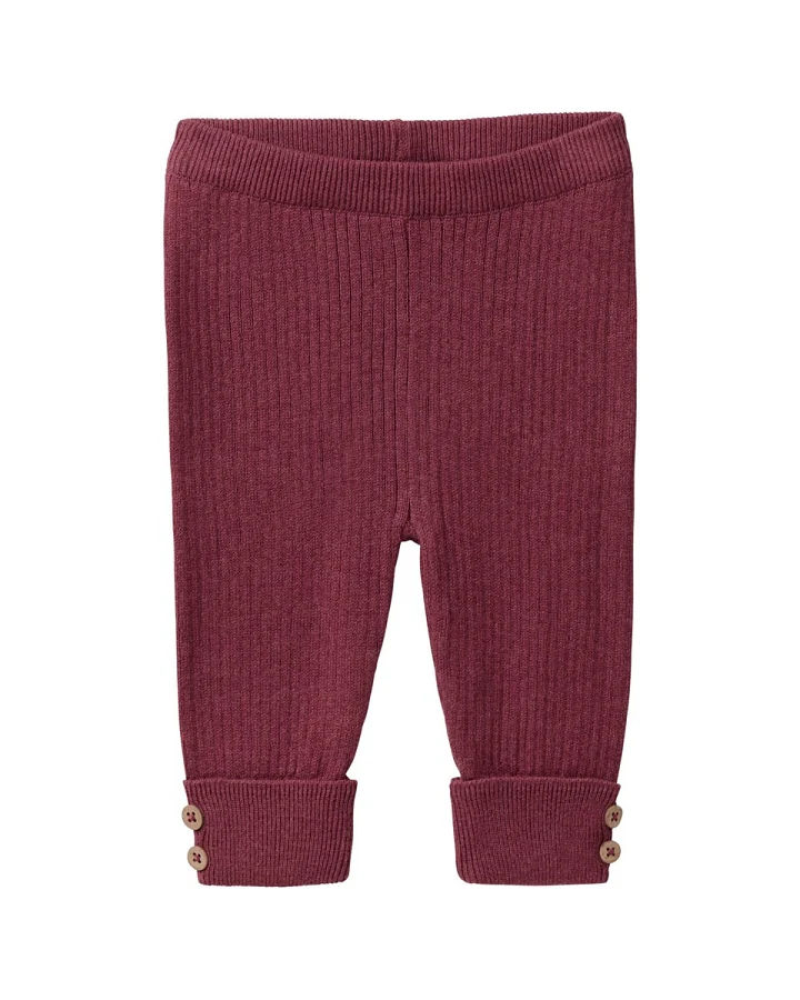 People Wear Organic Strick-Hose bordeaux mélange 74/80