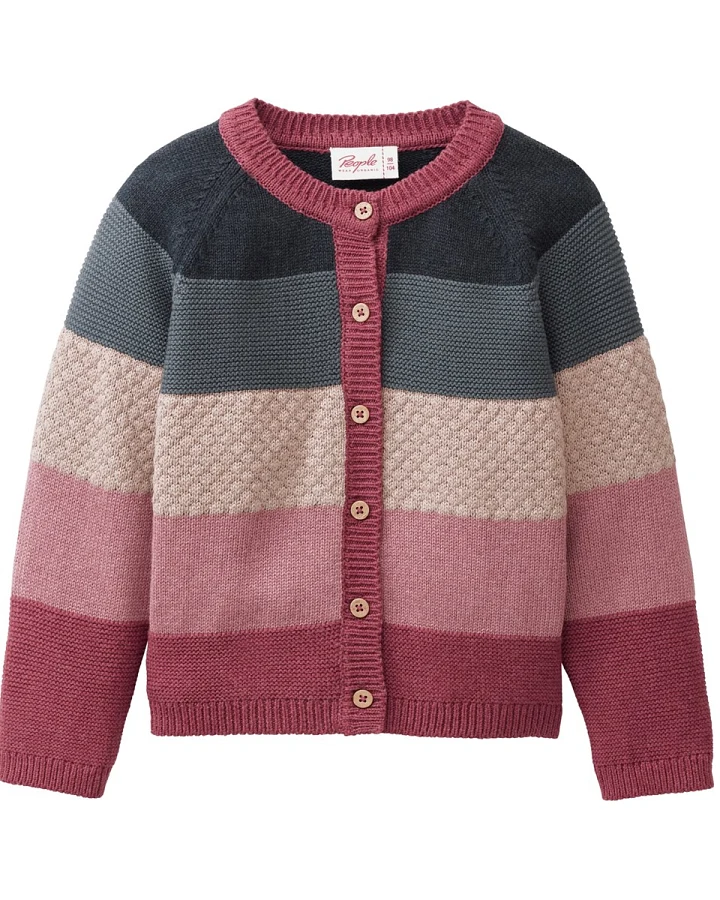 People Wear Organic Strick-Jacke bunt geringelt 110/116