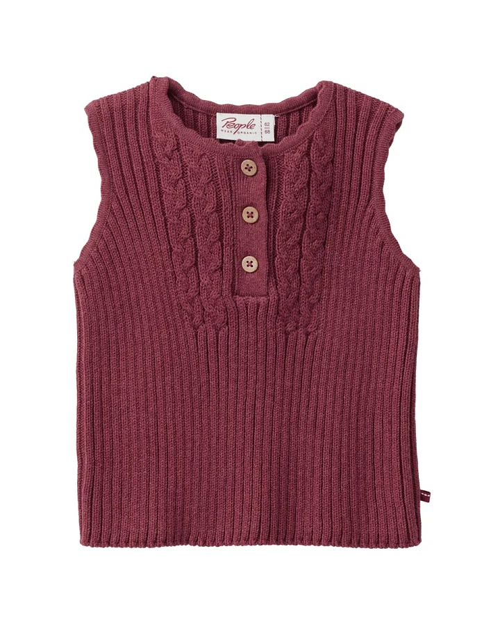 People Wear Organic Strick-Pullunder bordeaux mélange 74/80