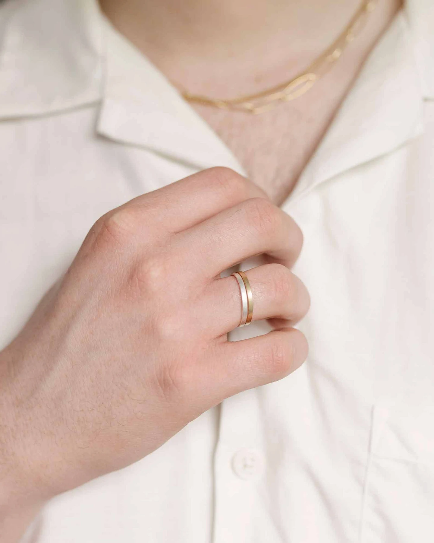 fejn Damen vegan Band Ring Satin Silber – Ansicht 2