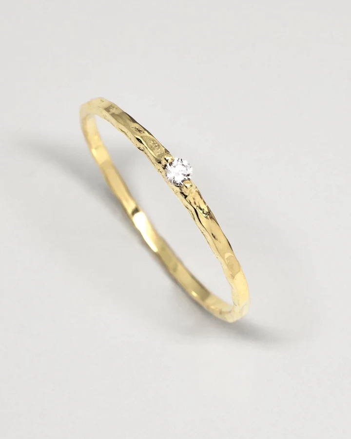 fejn Damen vegan Ring Hammered Sparkle Gold