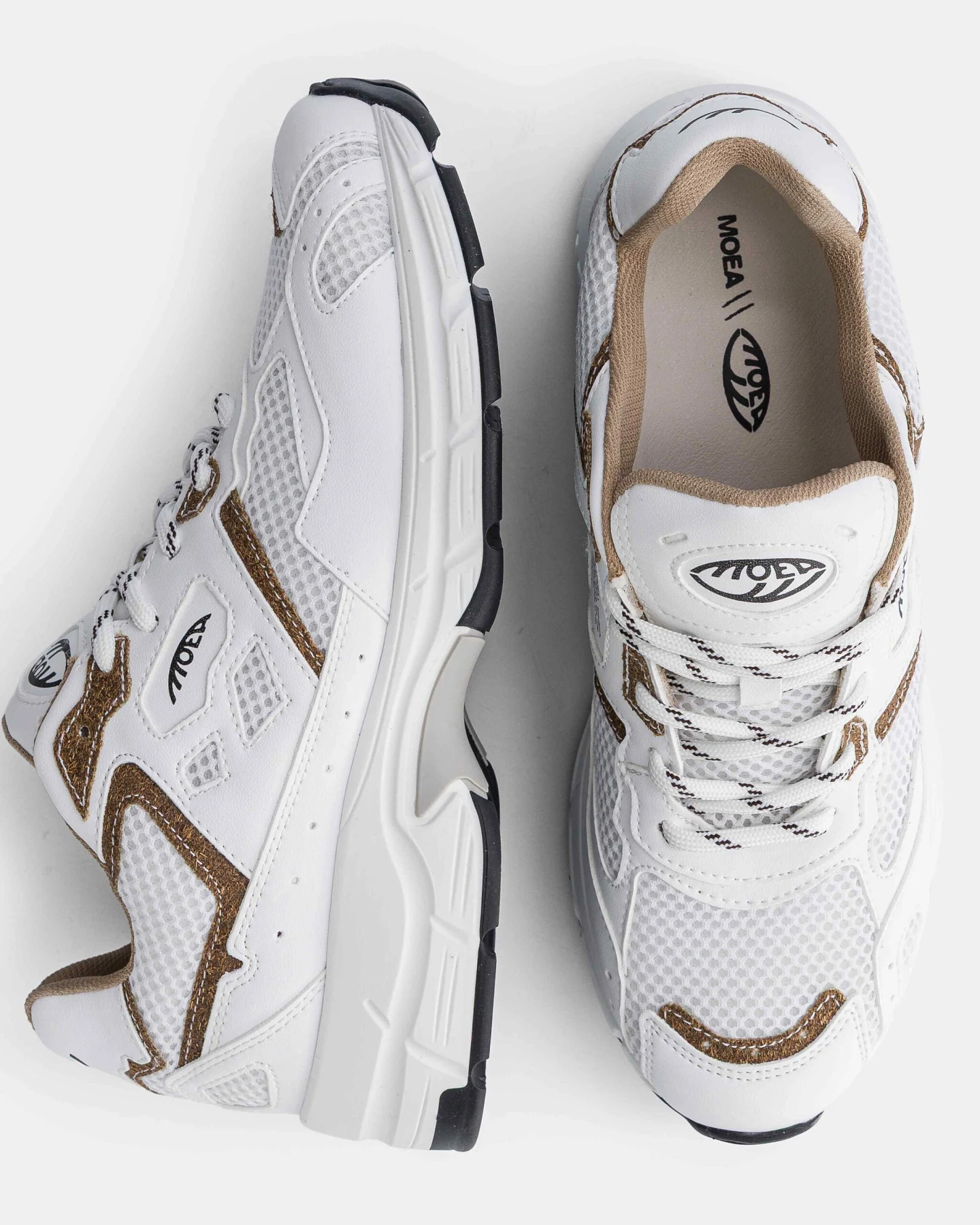 MoEa Herren vegan Sneaker Rush White & Brown Palm – Ansicht 2