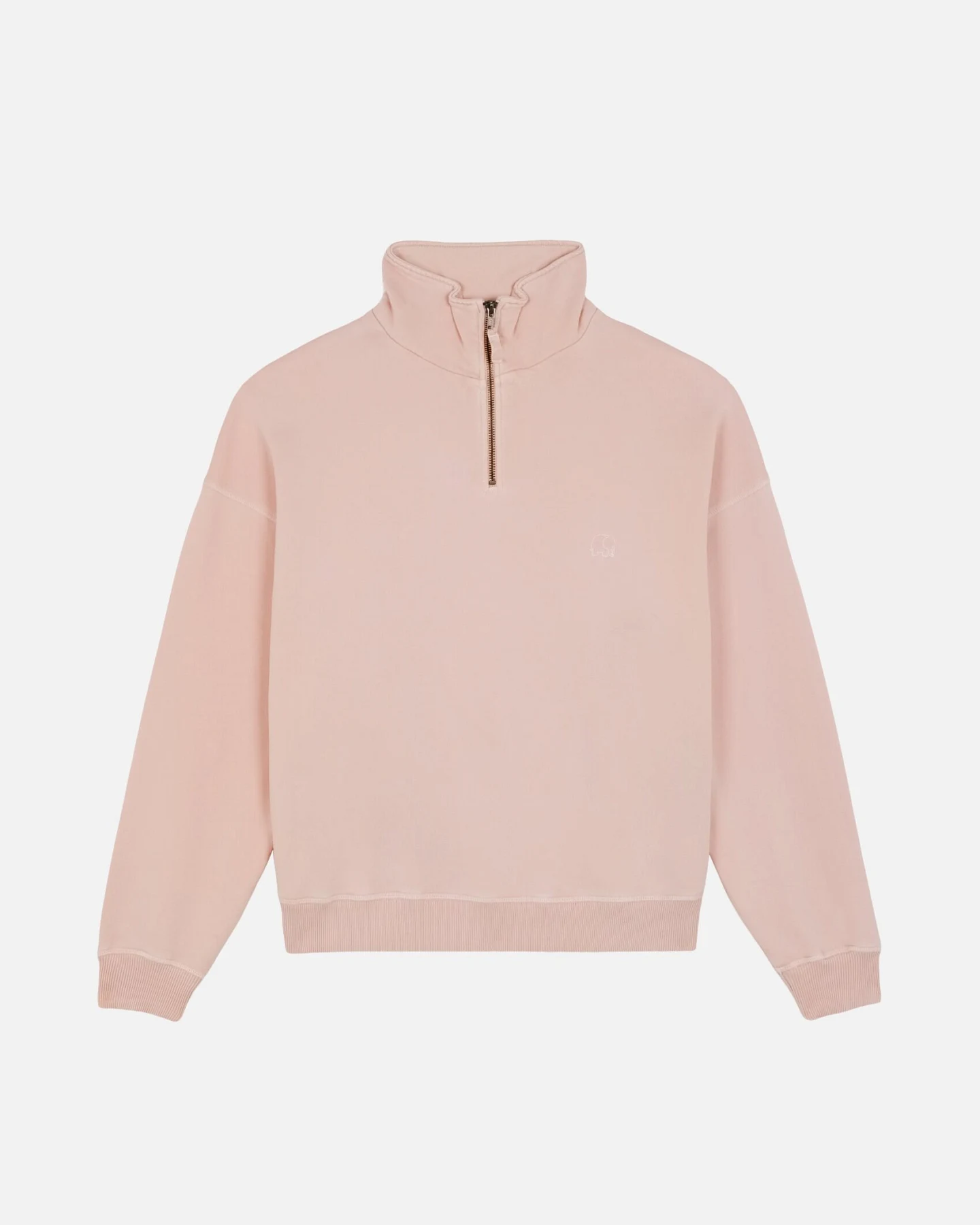 Trendsplant Damen vegan Sweatshirt Sunwashed Essential Mit Viertelreißverschluss Lotus Pink – Ansicht 2