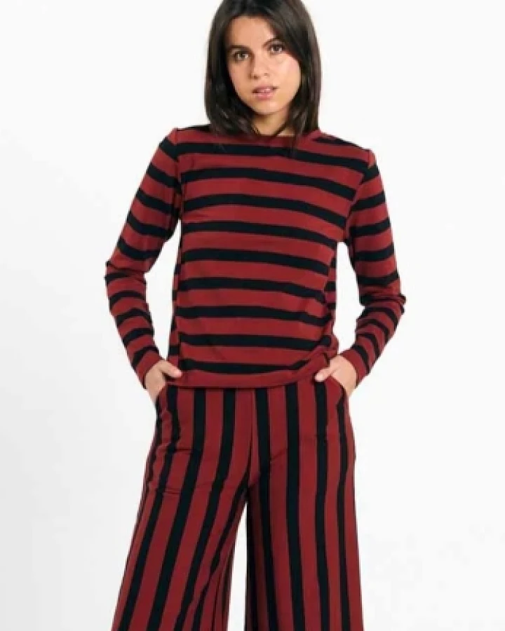 SUITE13LAB Damen vegan Top Maia Stripes Brick