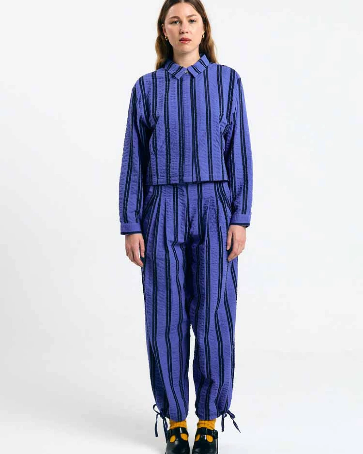 SUITE13LAB Damen vegan Shirt Raiva Stripes Blau – Ansicht 2