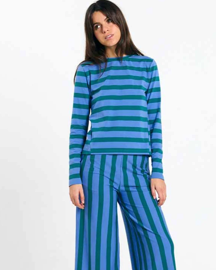 SUITE13LAB Damen vegan Top Maia Stripes In Grün