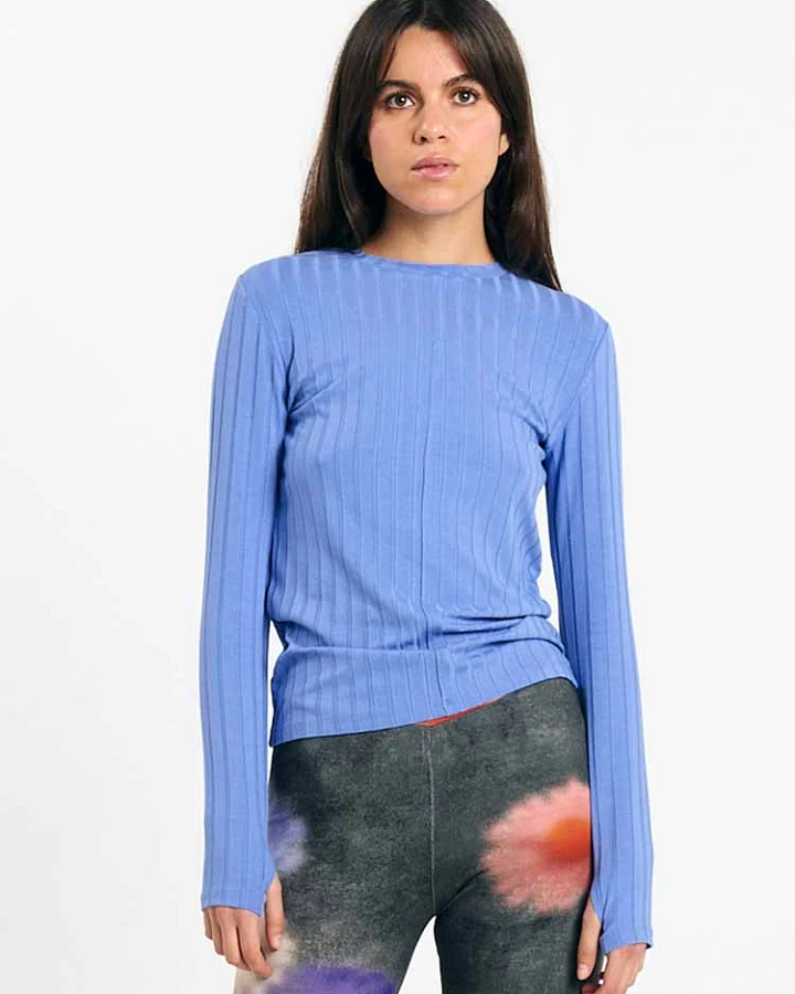 SUITE13LAB Damen vegan Langarmshirt Viana Mid Blue