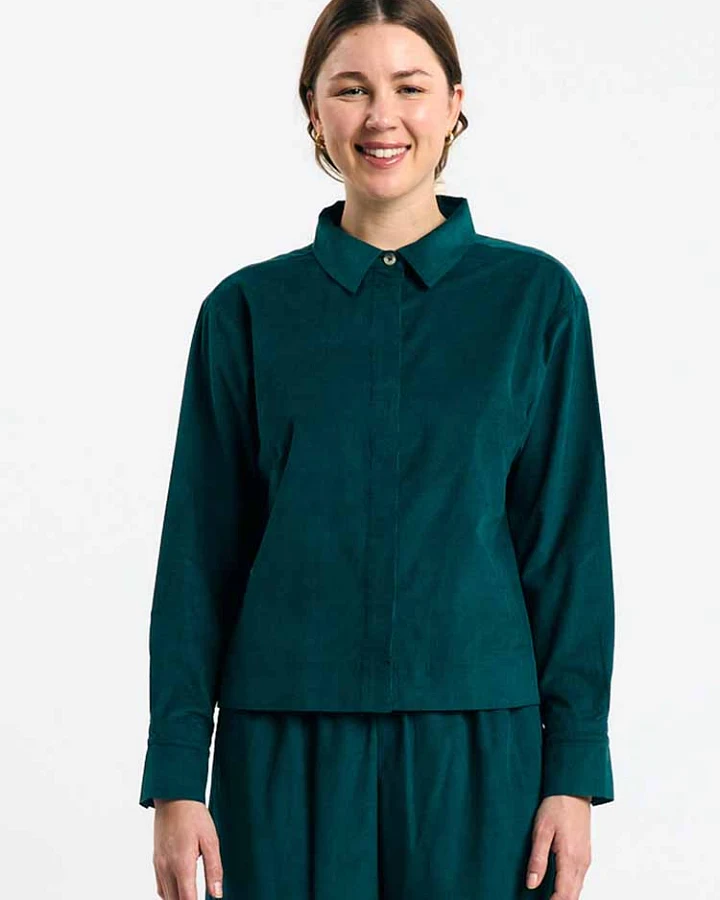 SUITE13LAB Damen vegan Hemd Vila Tiefgrün