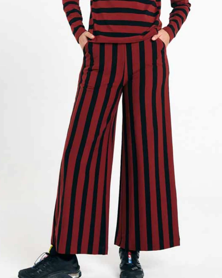SUITE13LAB Damen vegan Hose Palau Stripes In Ziegelrot