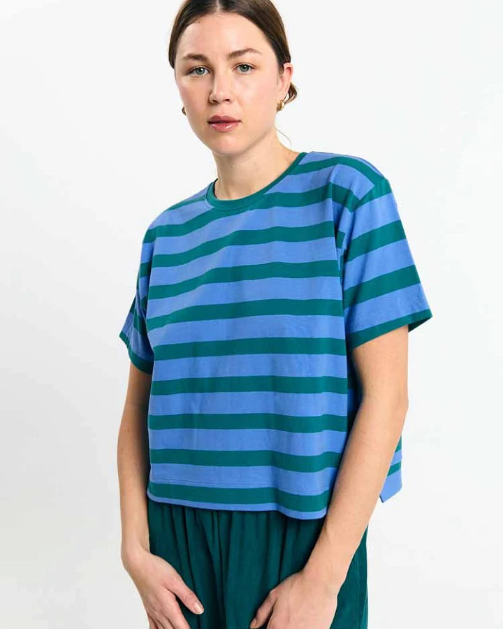 SUITE13LAB Damen vegan Top Isquia Stripes In Grün