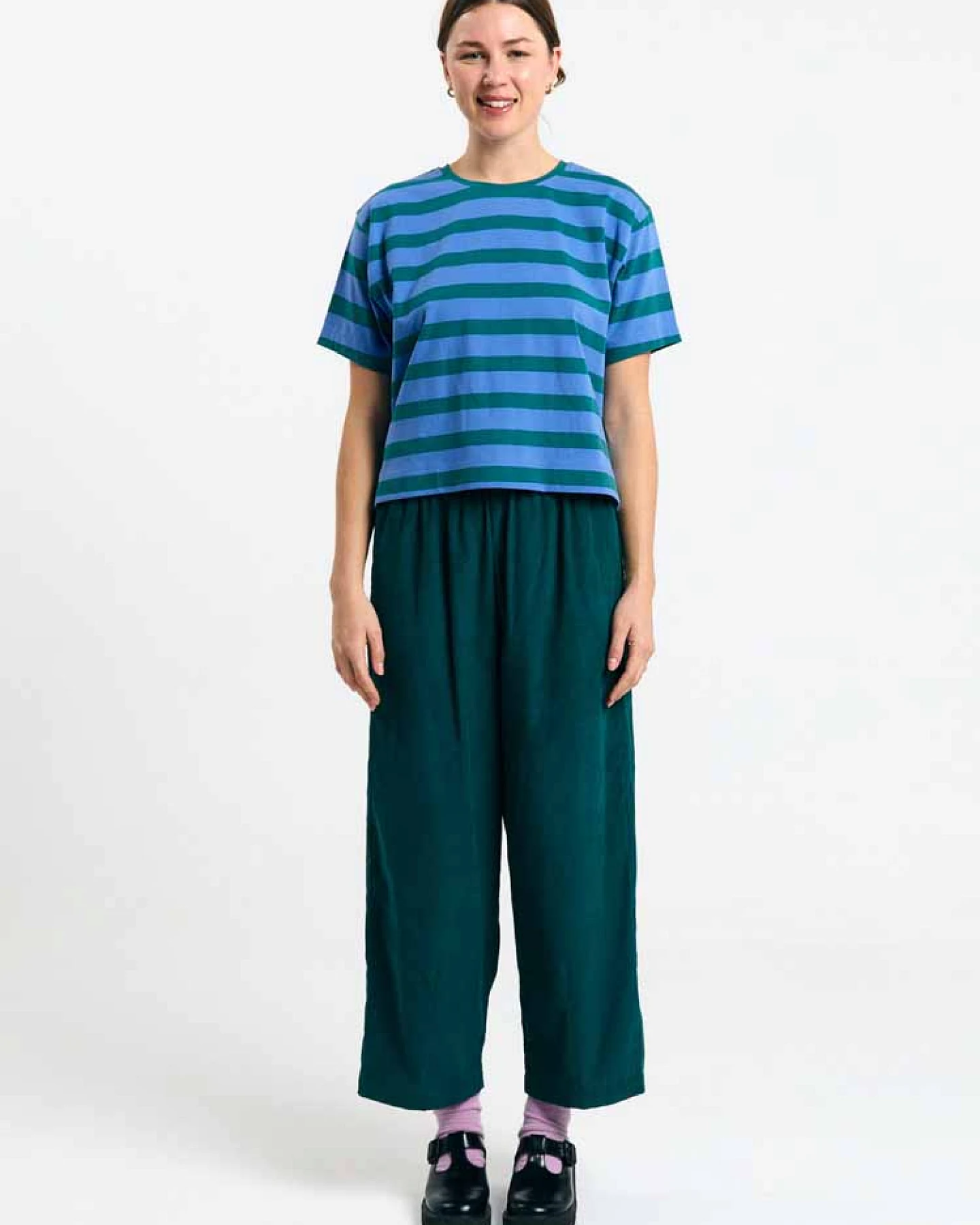SUITE13LAB Damen vegan Top Isquia Stripes In Grün – Ansicht 2