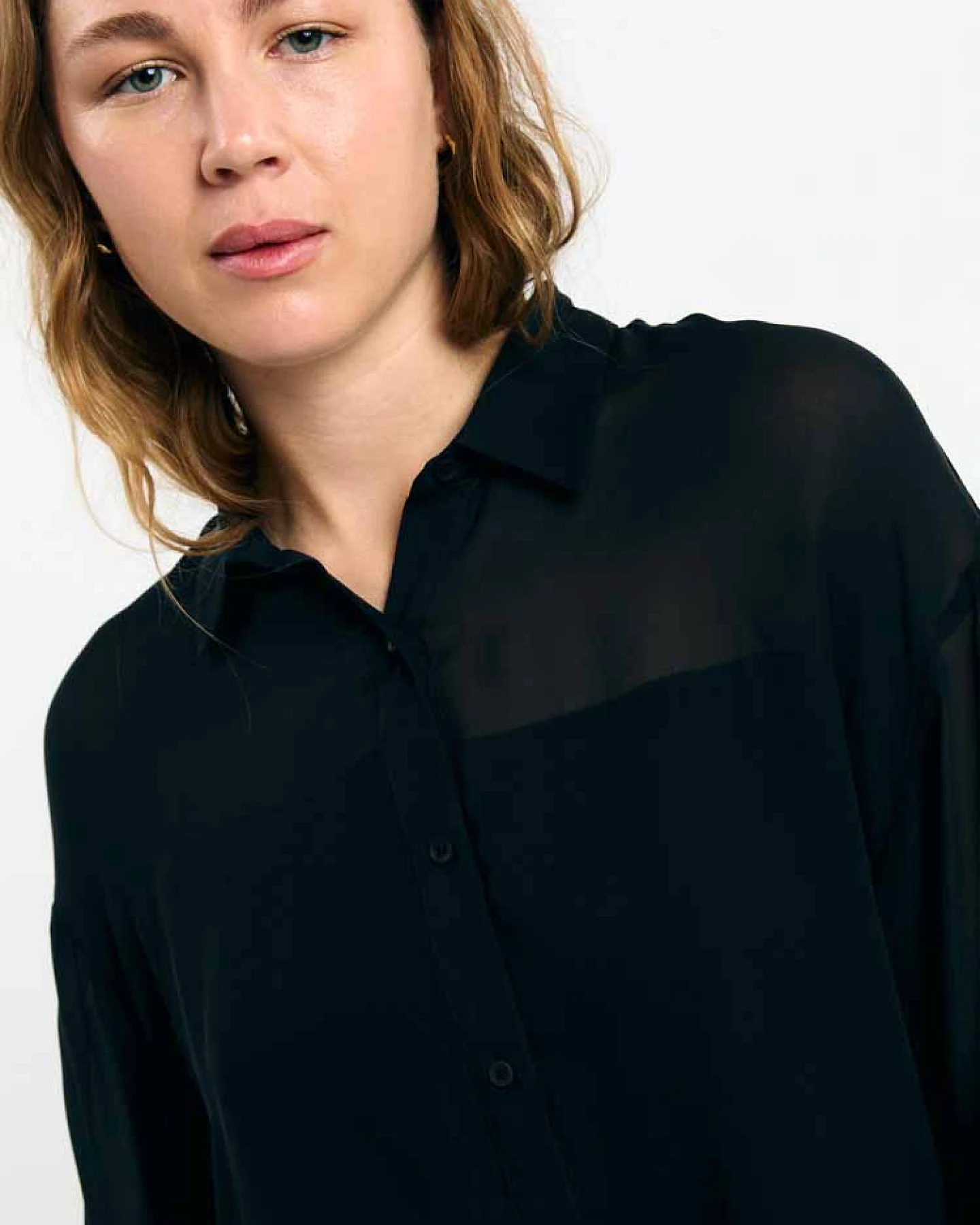 SUITE13LAB Damen vegan Hemd Samarra Schiffon Schwarz – Ansicht 2