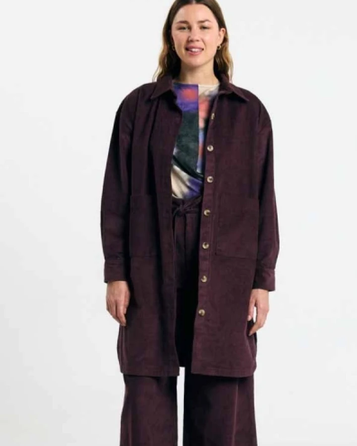 SUITE13LAB Damen vegan Overshirt Seia Cord Braun