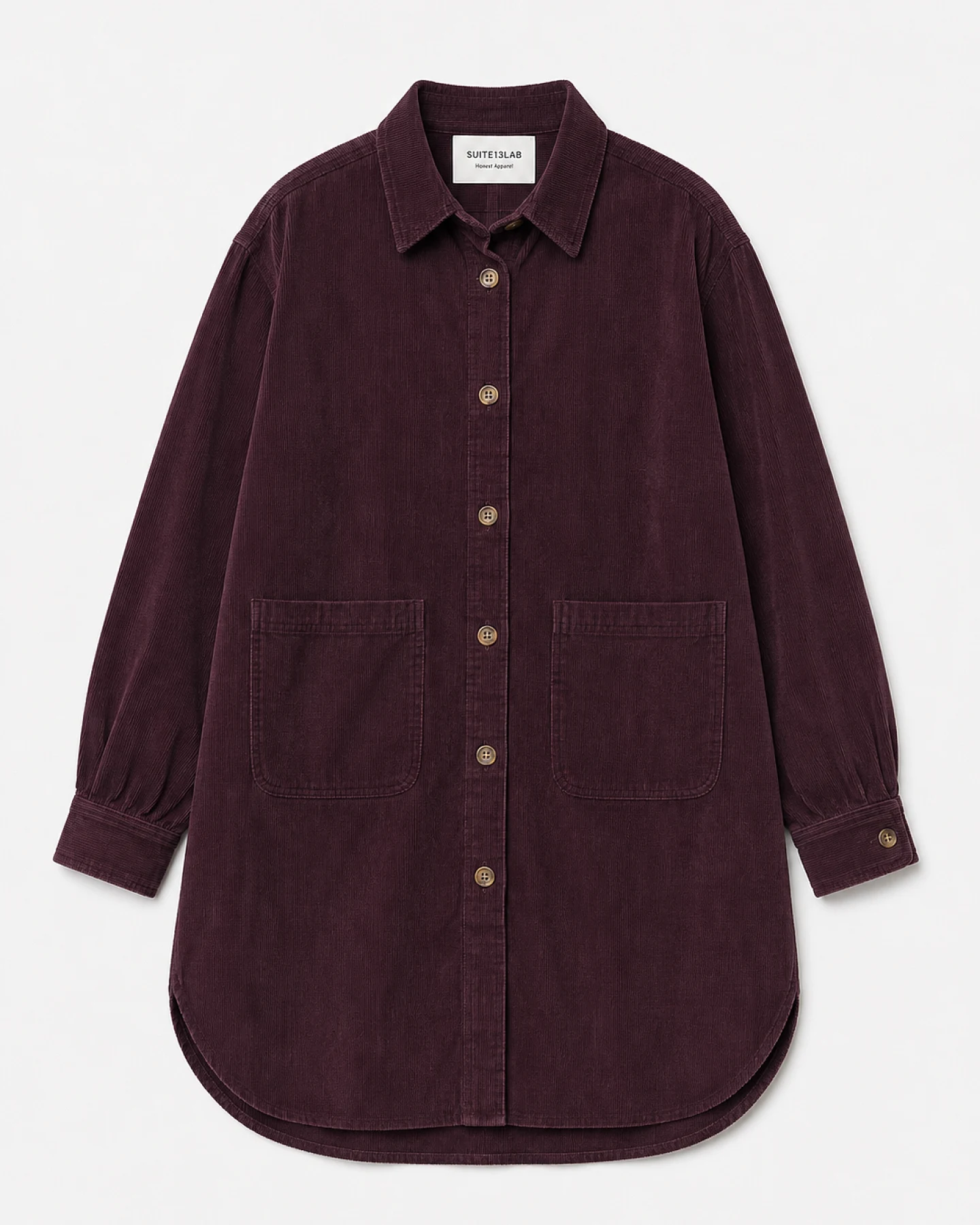 SUITE13LAB Damen vegan Overshirt Seia Cord Braun – Ansicht 2