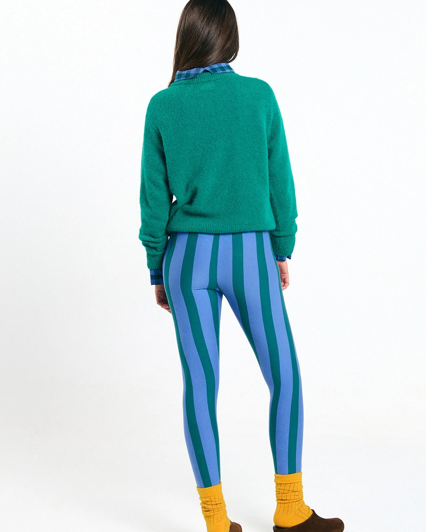 SUITE13LAB Damen vegan Leggings Ulmo Stripes Grün – Ansicht 2