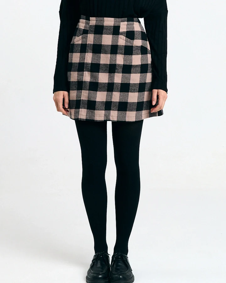 SUITE13LAB Damen vegan Rock Faro Check Schwarz Und Ecru