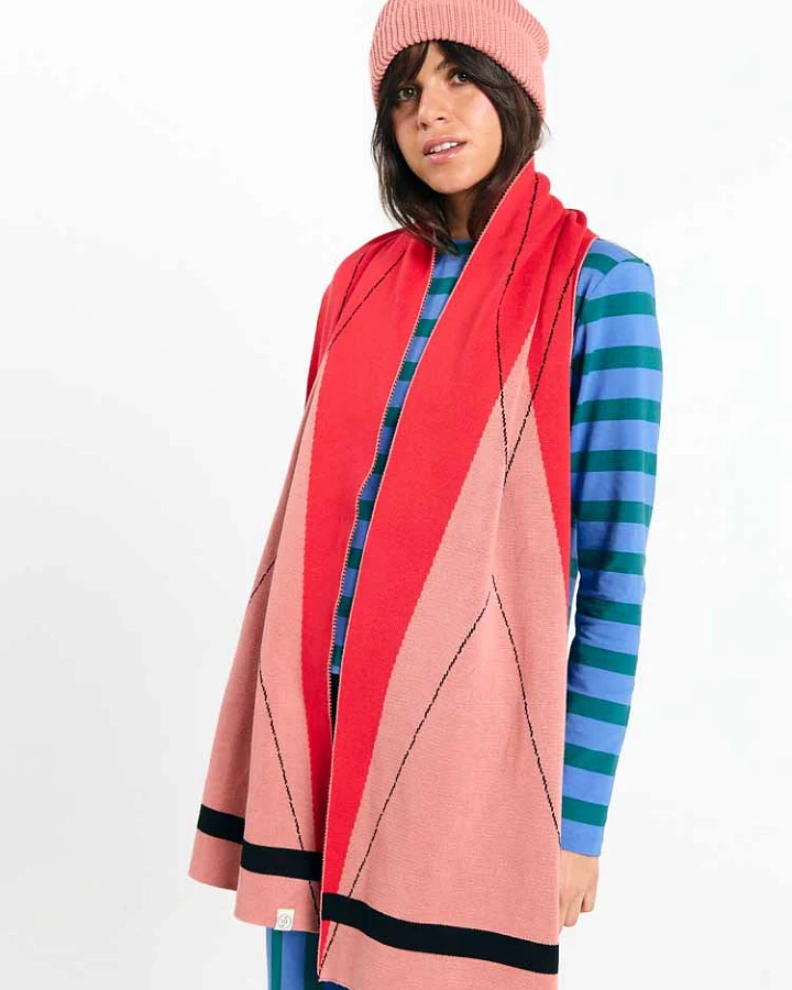 SUITE13LAB Damen vegan Schal London Argyle Rot